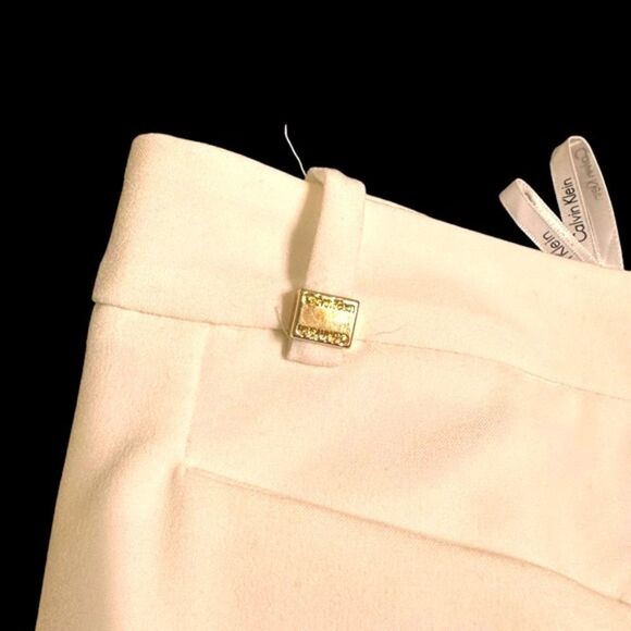 Calvin Klein Wide leg fully lined high waist tailored ivory trousers size 10 - Picture 6 of 14